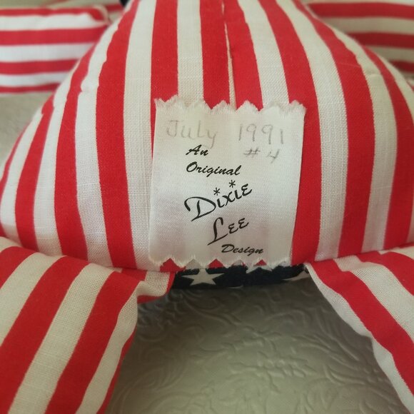 Vtg 1991 Handmade Cloth Patriotic Floppy Ear Bunny Stars and Stripes 20" Plush - Picture 2 of 15